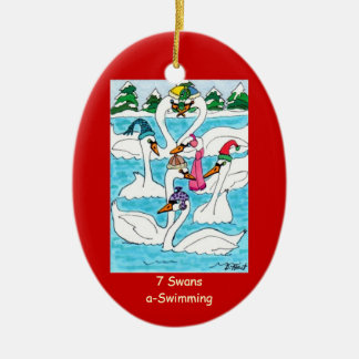 7 Swans a Swimming Ceramic Tree Decoration