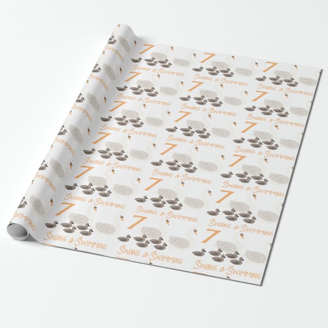 7 Swans a Swimming Wrapping Paper (Unrolled)