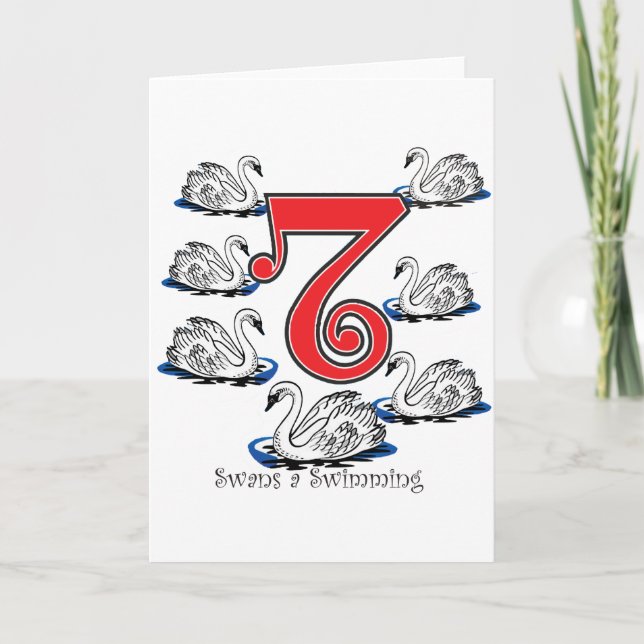 7 Swans Swimming Holiday Card (Front)