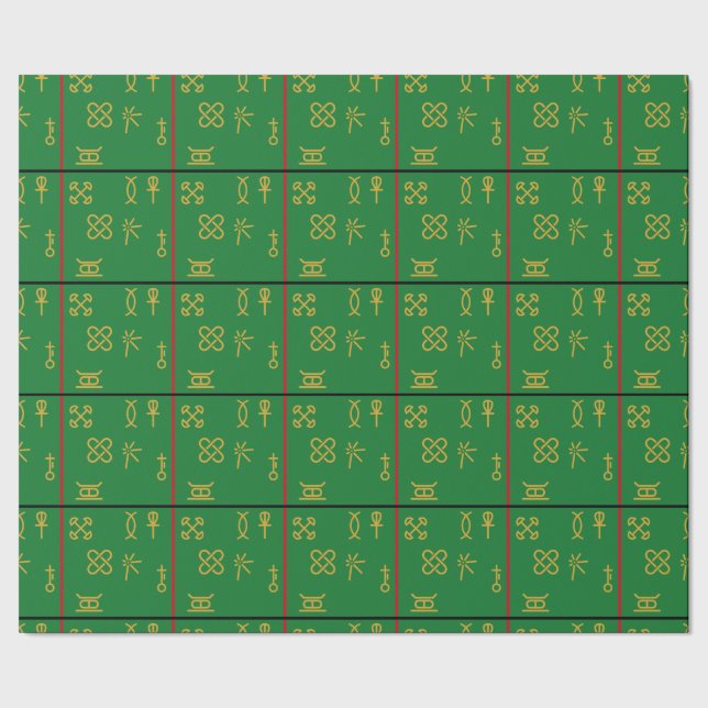 7 Symbols of Kwanzaa with Pan African Flag Colours Wrapping Paper (Seam)
