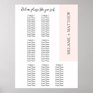 7 Table Elegant Modern Wedding Seating Chart
