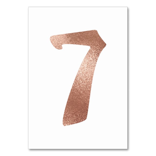 7 Table  Number White Metallic Pink Rose Gold (Front)