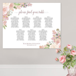 7 Table Pink Boho Floral Wedding Seating Chart