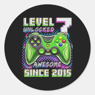 7 Unlocked Awesome 2015 Video Game 7th Birthday Bo Classic Round Sticker