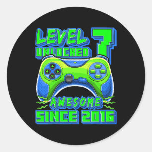 7 Unlocked Awesome 2016 Video Game 7th Birthday Bo Classic Round Sticker