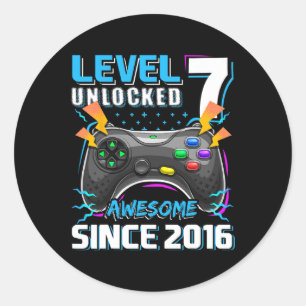 7 Unlocked Awesome 2016 Video Game 7th Birthday Bo Classic Round Sticker