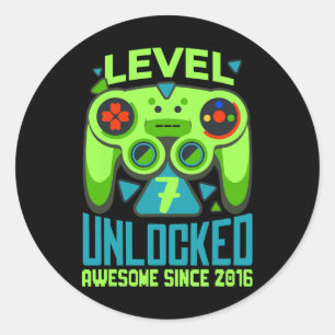 7 Unlocked Awesome 2016 Video Game 7th Birthday Bo Classic Round Sticker