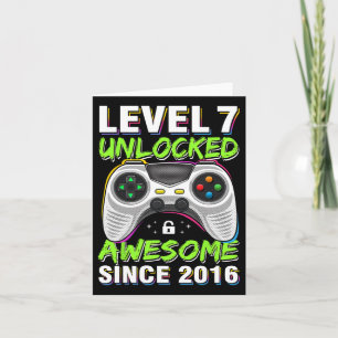 7 Unlocked Awesome Since 2016 7th Birthday Gaming  Card