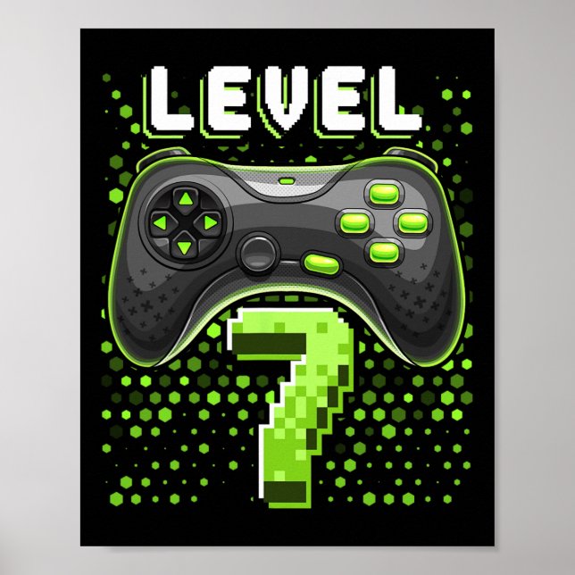 7 Video Game Controller 7th Birthday Gamer Gift Bo Poster (Front)