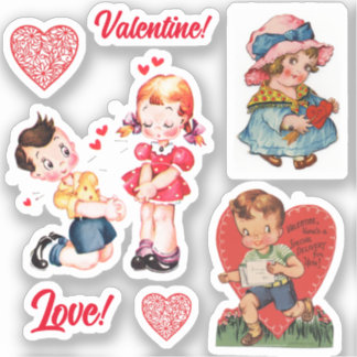 7 Vintage / Retro Valentine’s Stickers
