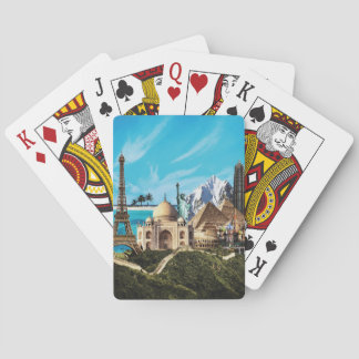 7 wonders travel collage playing cards