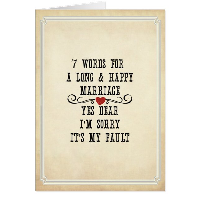7 Words For A Long and Happy Marriage (Front)