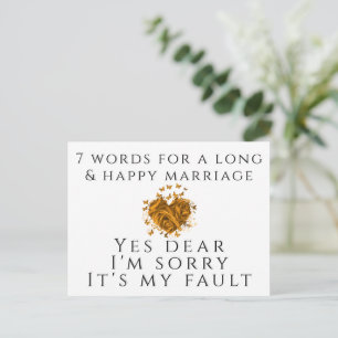 7 Words For A Long and Happy Marriage Postcard