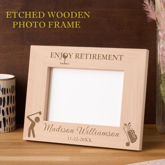7"x5" Photo Golf Theme Enjoy Retirement Name Date Etched Frames (Creator Uploaded)