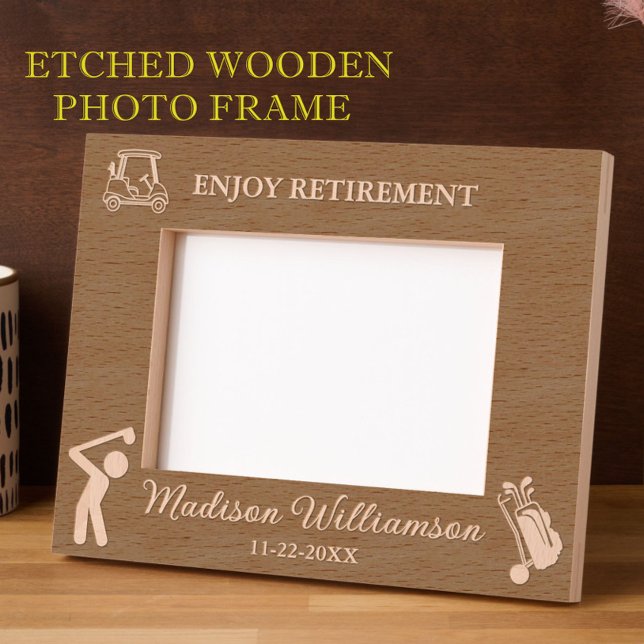7"x5" Photo Golf Theme Enjoy Retirement Name Date Etched Frames (Creator Uploaded)