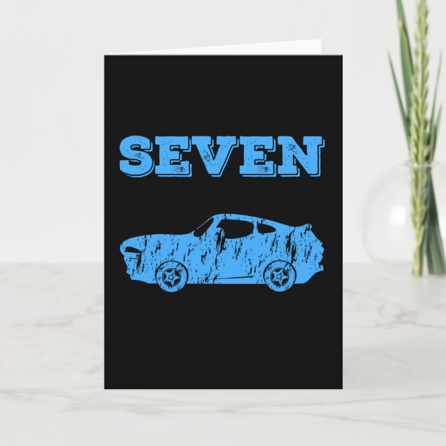 7 Year Old 7th Birthday Boy Muscle Car Card (Front)