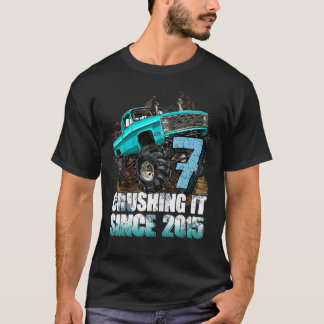 7 Year Old 7th Birthday Boys Monster Truck Driver  T-Shirt