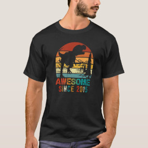 7 Year Old Awesome Since 2015 7th Birthday Dinosa T-Shirt