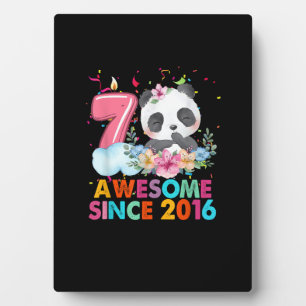7 Year Old Awesome since 2016 Panda 7th Birthday B Plaque