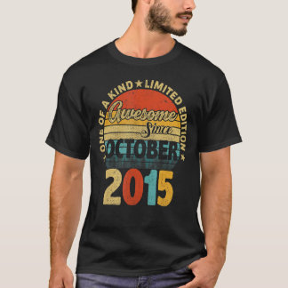7 Year Old  Awesome Since October 2015 7th Birthda T-Shirt