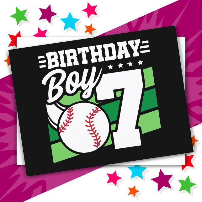 7 Year Old Baseball Party Theme 7th Birthday Boy Postcard (Creator Uploaded)