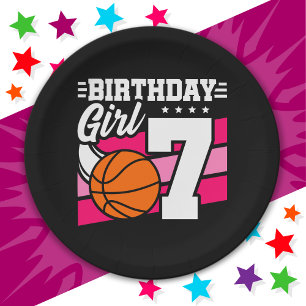 7 Year Old Basketball Party 7th Birthday Girl Paper Plate