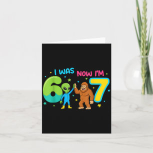 7 Year Old Birthday Alien 6 Now I'm 7 67 Funny For Card