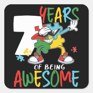 7 Year Old Birthday Boy Or Girl Autism Awareness Square Sticker