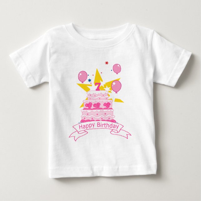 7 Year Old Birthday Cake Baby T-Shirt (Front)