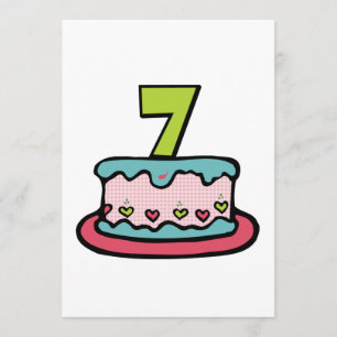 7 Year Old Birthday Cake Card