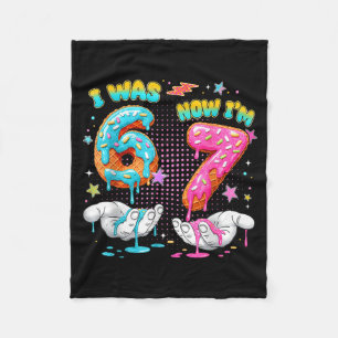7 Year Old Birthday Funny I Was 6 Now I'm 7 Boy Gi Fleece Blanket