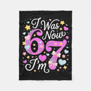 7 Year Old Birthday Girl - I Was 6 Now I'm 7 67 Fleece Blanket