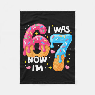 7 Year Old Birthday I Was 6 Now I'm 7 67 Funny Kid Fleece Blanket