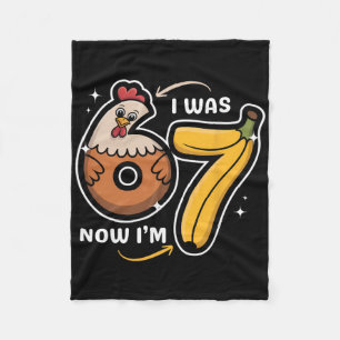 7 Year Old Birthday I Was 6 Now I'm 7 Chicken Nana Fleece Blanket