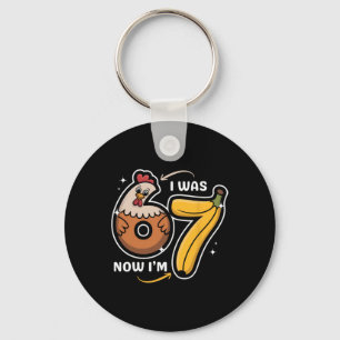 7 Year Old Birthday I Was 6 Now I'm 7 Chicken Nana Key Ring