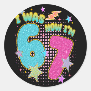 7 Year Old Birthday Kids I Was 6 Now I'm 7 Six Sev Classic Round Sticker