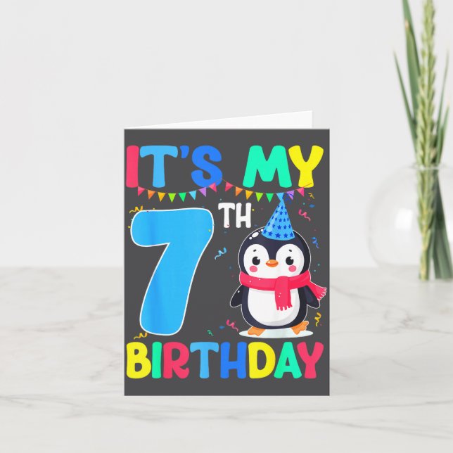 7 Year Old Birthday Penguin Themed It's My 7th Bir Card (Front)