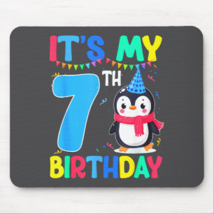 7 Year Old Birthday Penguin Themed It's My 7th Bir Mouse Pad