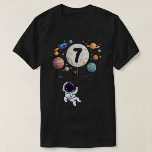 7 Year Old Birthday Planets Astronaut 7th Birthday T-Shirt