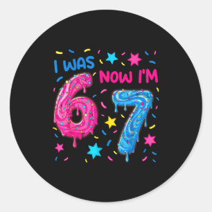 7 Year Old Birthday Shirt Was 6 Now I'm 7 67 Funny Classic Round Sticker