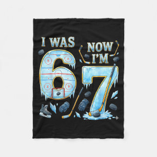 7 Year Old Birthday Was 6 7 Funny Ice Hockey Kids Fleece Blanket