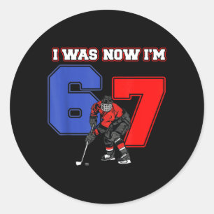 7 Year Old Birthday Was 6 7 Hockey Sport Lover Boy Classic Round Sticker