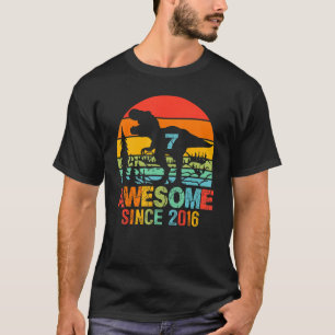 7 Year Old  Boy 7th Birthday Dinosaur Awesome Sinc T-Shirt