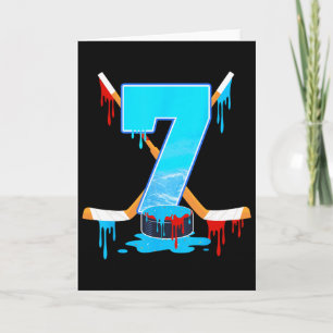 7 Year Old Boys 7th Birthday Ice Hockey Ice Cream  Card
