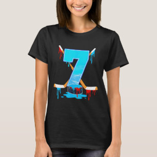 7 Year Old Boys 7th Birthday Ice Hockey Ice Cream  T-Shirt