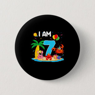 7 year old crab lover 7th crab theme beach summer 6 cm round badge
