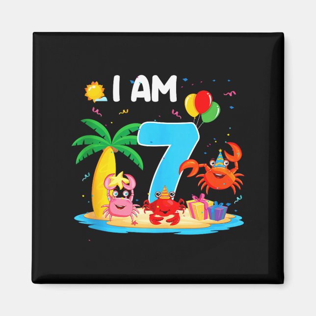 7 year old crab lover 7th crab theme beach summer magnet (Front)