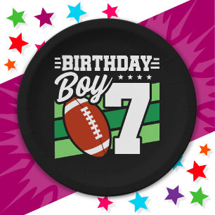 7 Year Old Football Party Theme 7th Birthday Boy Paper Plate