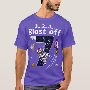7 Year Old Gift Boys Funny Outer Space Rocket 7th T-Shirt