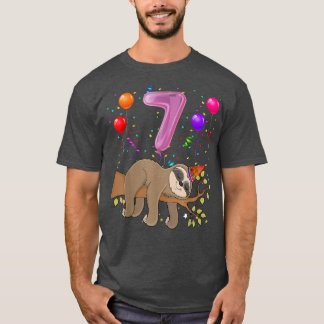 7 Year Old Gifts 7th Birthday Girl Party Cute Slot T-Shirt